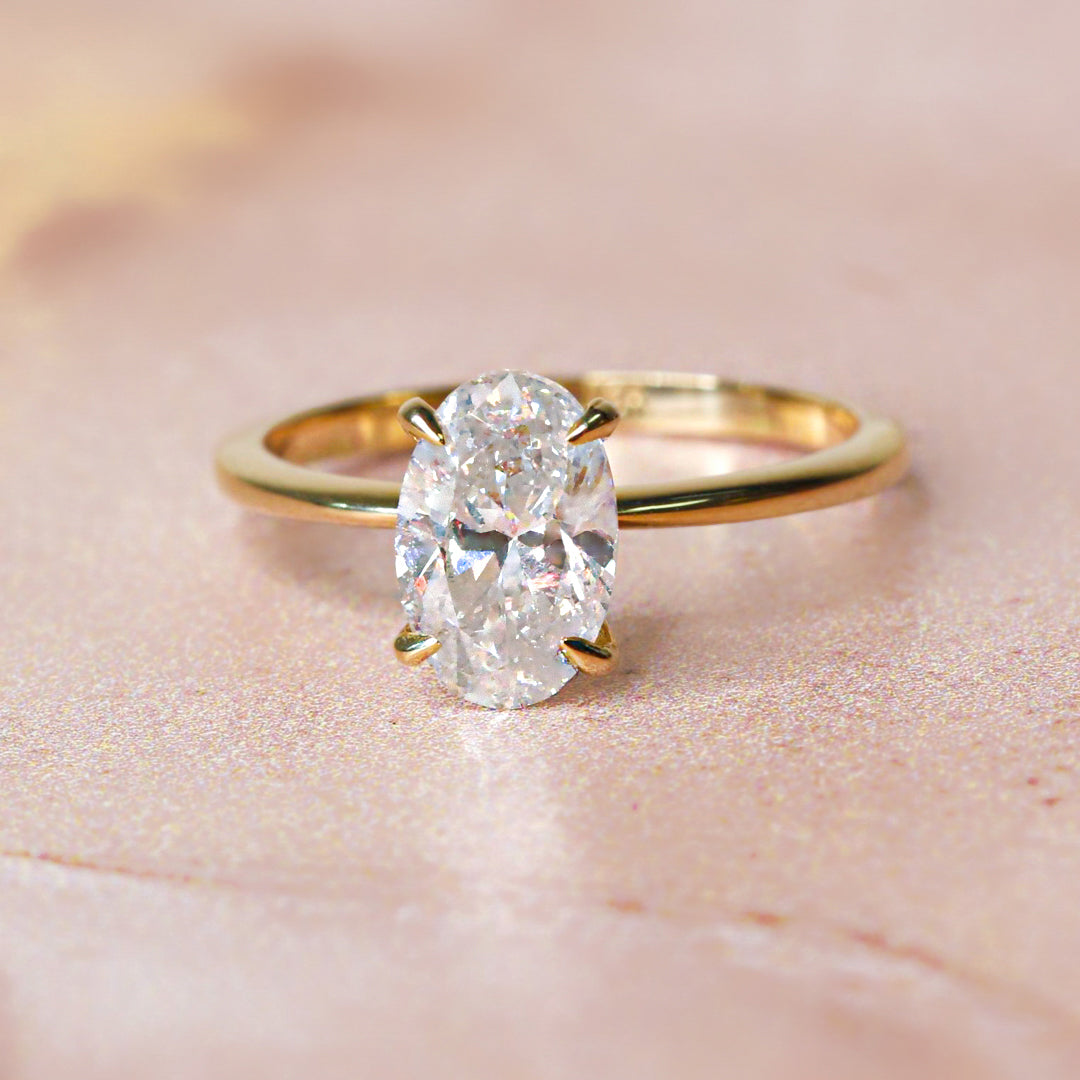 Claw Prongs 1.5- Carat Natural Oval  Diamond Engagement Ring